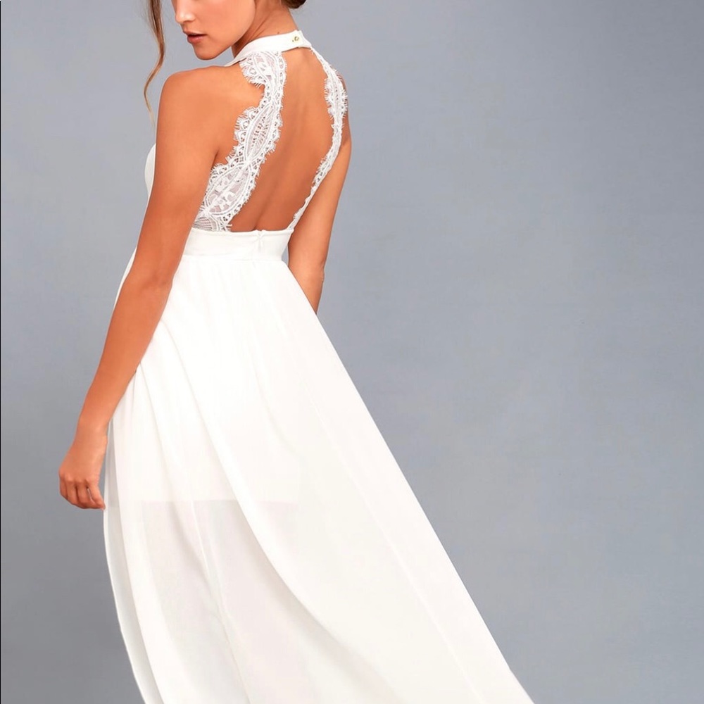 Lulus My Beloved White Lace Maxi Dress